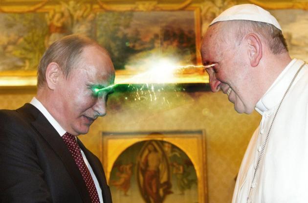 プーチン大統領 vs ローマ教皇 の画像が「まるで悪の頂上対決」」と話題にｗｗｗｗｗｗ - ロシア大統領とローマ法王が会談